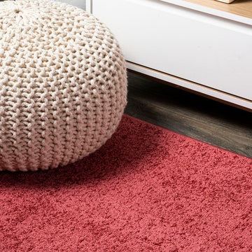 Haze Solid Low-pile Area Rug Red